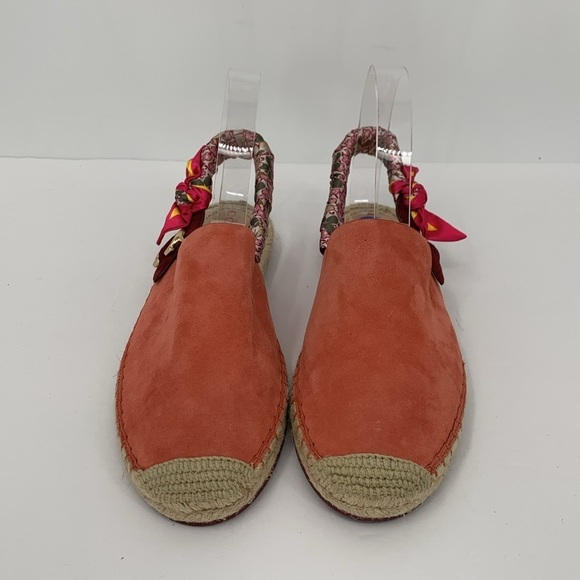 Coach Candice flat espadrille slingback shoes pink floral suede scarf strap 11 - Picture 3 of 7